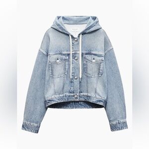 rag & bone rb Miramar Trucker Denim-Print Hoodie in Coney